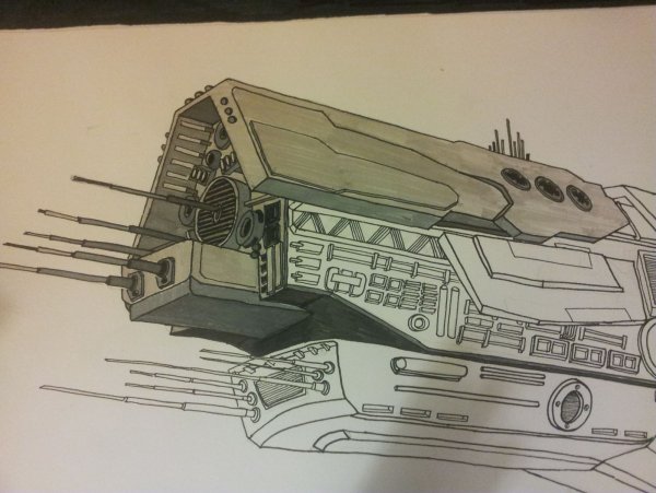 UNSC Infinity, front section with colour.