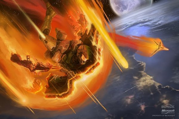 masterchief falling To earth artwork halo